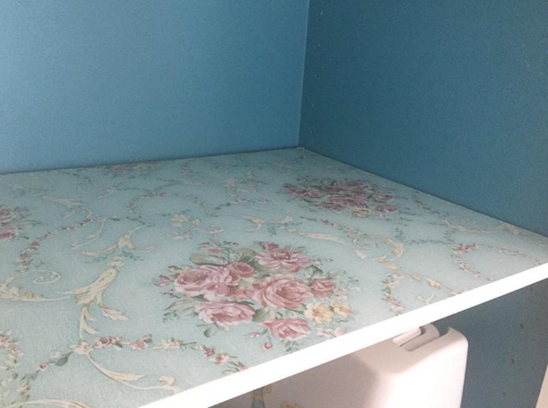 UPREDO Vintage Floral Self Adhesive Wall Paper Shelf Liner Funitures Dresser Drawer Cabinet Decor Paper (Green, 17.7inchX100inch(8.2Ft)) - Image 5